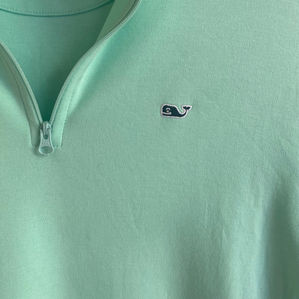 Vineyard Vines Saltwater Mens 1/4 Zip Aqua Sweater XS 100% Cotton 1K0308 Preppy - Picture 3 of 5